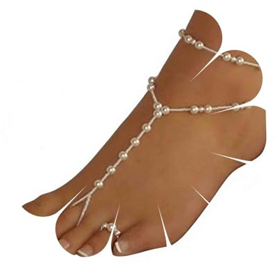 Yheakne Boho Pearl Barefoot Sandal Anklet Gold Pearl Ankle Bracelet Toe Ring Anklet Vintage Summer Foot Chain Jewelry for Women (2 Layer)