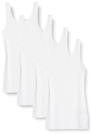 Amazon Essentials Débardeur en Coupe cintrée Femme, Lot de 4, Blanc, L