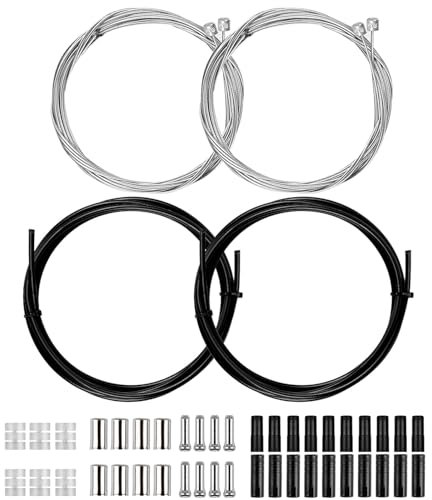 Bowdenzug Universal,2 Sätze Fahrrad Schaltzug Set,Fahrrad Schaltzug Set,Fahrrad Bremszug Bowdenzug Hülle,mit Bowdenzug Endhülse Endkappen/O-Ringe Donuts Bremsseil Fahrrad und Schaltseil,Schwarz
