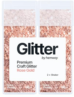 Hemway Craft Glitter Shaker Rose Gold 130g x2 Pack Extra Chunky