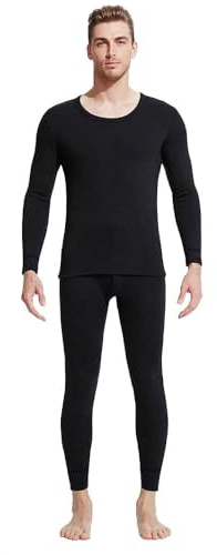 XFSRG Conjunto de Ropa Interior Térmica para Hombre Ropa Interior de Esquí Conjunto de Ropa Interior Térmica de Invierno Ropa Interior Cálida Calzoncillos Térmicos para Hombre (Negro L)