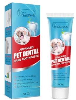Hundezahnpasta 60g, Zahnpasta Für Hunde Katzen gegen Zahnstein & Mundgeruch für Zahnreinigung Pet Toothpaste - Lebensmittelqualität Hunde Zahnpflege (1PC,60G)