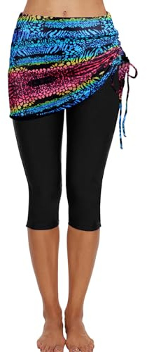 Ecupper Maillot de Bain pour Femme Sport Short Séchage Rapide avec Jupe à Volantée Short de Bain