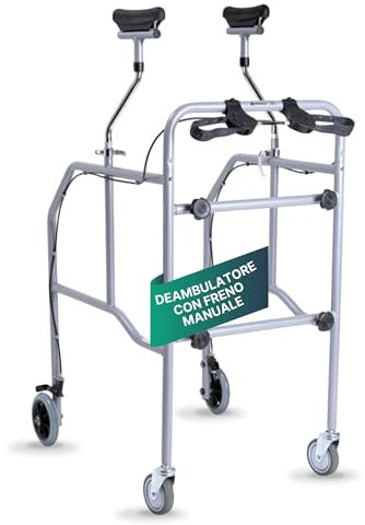REMEDIA ONE - Deambulatore con Sottoascellari Regolabili, Freno e Blocco Ruote - Girello per Anziani e Disabili Smontabile da Interno o Esterno - Deambulatore per Anziani 4 Ruote