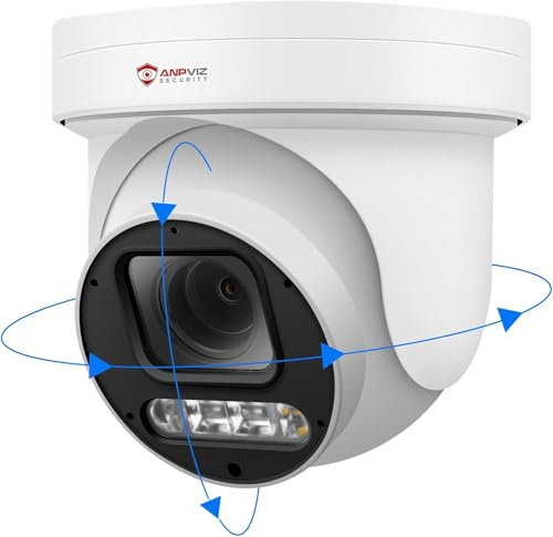 Anpviz 6MP PoE Caméra PTZ Extérieur, 5X Zoom optique, Caméra de surveillance IP avec détection de personnes/voitures, Panoramique 280°, Inclinaison 90°, Projecteur et alarme sonore, Logement pour cart