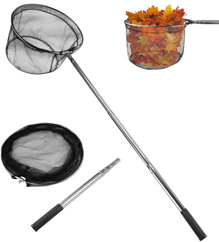 wiipara Teichkescher 155cm, Teich Kescher mit Teleskopstange, Stabil und Klappbar, Aluminium Aquarium Poolkescher für Algen, Schwimmbad, Gartenteich Reinigung, Pool Zubehör