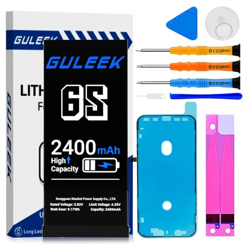 GULEEK Akku kompatibel mit iPhone 6S, 2400mAh hohe tatsächliche Kapazität, komplettes Austauschset mit iPhone Werkzeug und Anleitung