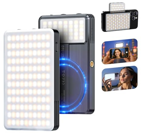 Luz De Selfie MagnéTica, Luz De TeléFono PortáTil para GrabacióN De VíDeo, 160 Led Luz De Selfie MagnéTica De Doble Lado Ajustada 3 Modos De Luz, para Tiktok, Instagram, Vlog, GrabacióN De VíDeo