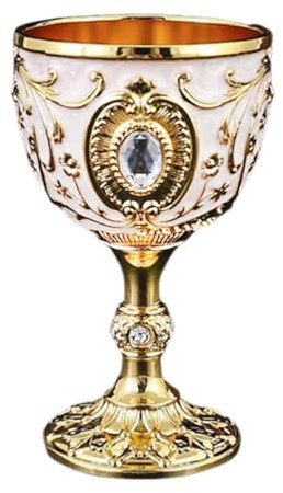 rockible Copa de Agua en Relieve para Beber, Decoración del Hogar, Mini Cáliz de Metal para Champán, Aniversario, Cocina, Oro Blanco, Individual