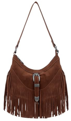 LHHMZ Bolso de hombro con flecos para mujer, Bolsos vintage de ante, Bolsos hippies con flecos de estilo western