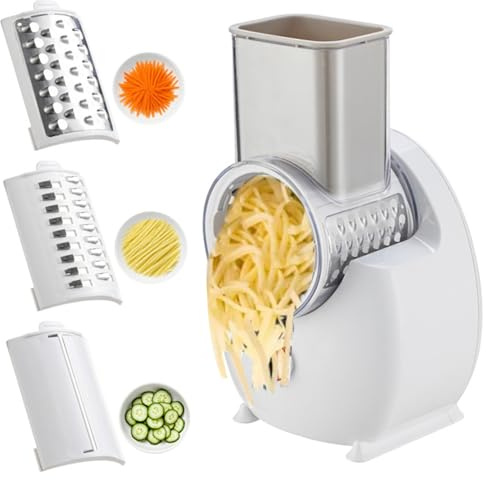 CAKEEYUM Râpe à Fromage Électrique Râpe à Fromage Automatique Amovible avec 3 Lames de Formes Différentes Rechargeable par USB pour Fruits, Légumes Électrique, Automatique