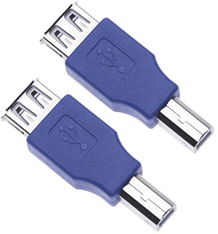 2 Pezzi Adattatore Da Connettori USB 2.0 Femmina A Stampante B Maschio Connettore USB Femmina-Maschio Changer Connettore Convertitore Di Estensione Corto Per Computer, Laptop, Dischi Rigidi (2 Pack)