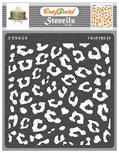 CrafTreat Reusable Cheetah Skin Pattern Stencil 6X6 Inch - Leopard Print Animal Skin Stencils for Furniture Painting on Home Decor, Arts and Wood|Cheetah Print Stencil for Crafts - Cake Stencils