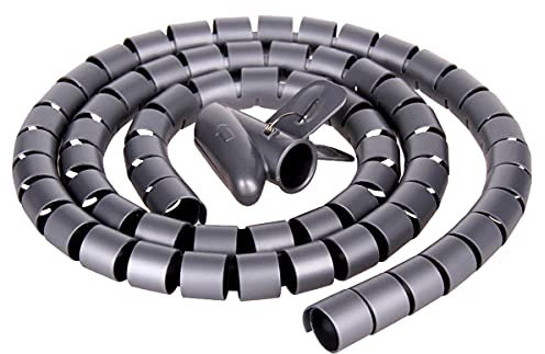 Cable Tidy Tube, 16mm x 2m Cable Wires Management Organizer Sleeve Flexible Wire Protector Cover Cord for TV PC Cables, Gray