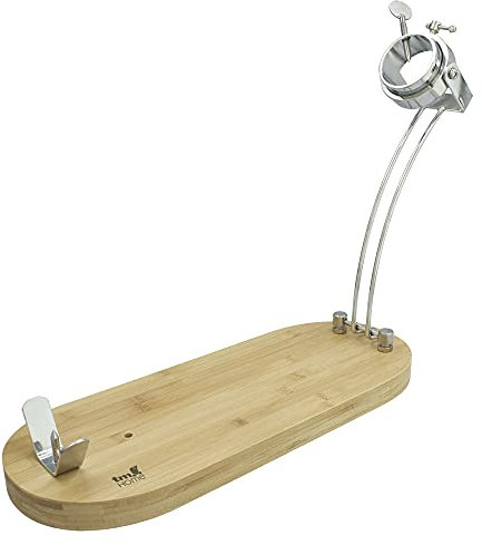 TM Electron HOCU105 Support à Jambon en Bois de Bambou, Chevilles en Silicone pour Une Bonne adhérence, système de Pliage, avec tête rotative réglable, idéal pour Tout Type de palettes et jambons
