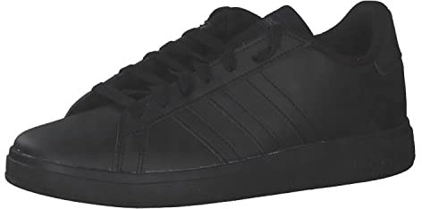 adidas Unisex Kids Grand Court Lifestyle Tennis Lace-Up Shoes, Carbon Black/Carbon Black/Grey SIX, 4.5 UK