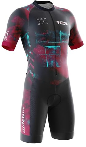 Triathlon Tri Costume,Homme Pro Trifonction Manches Courtes Sports de Plein Air Vêtements de Triathlon,Trisuit léger sans Manches pour Duathlon, Natation, Cyclisme, Course à Pied