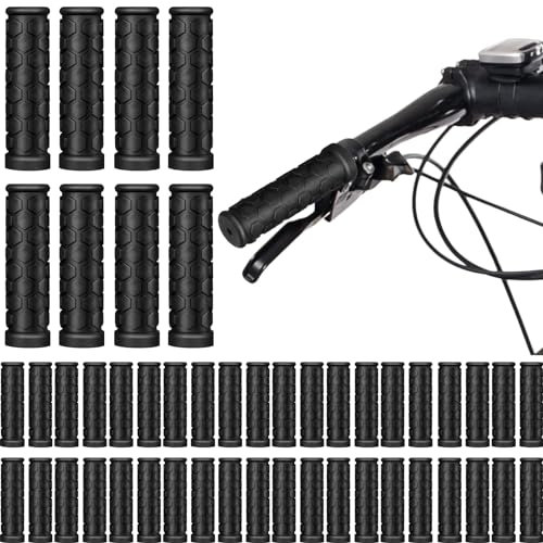 48 Pcs Bike Handle Grips Black Replacement Non Slip Rubber Bicycle Handlebar Grips Tricycle Wheelchair Mountain Bike BMX MTB(Hexagon Style)