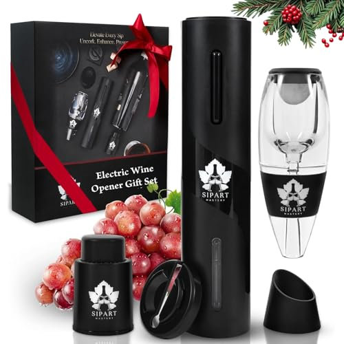 Father's Day Gift & & Gift Box - Electric Wine Opener Set - 5-in-1 Premium Wine Gift Set with Electric Opener, Aerator, Stopper, Foil Cutter – Rechargeable Wine Bottle Opene