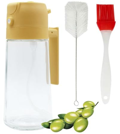 SHUNCHG 2in1-Spruzzino Olio per Friggitrice ad Aria, Dosatore Spray da 470ml, dosatore olio, Olio Oliva in Vetro per Cucina Nebulizzatore Olio Aceto Cucinare Forno BBQ Insalata