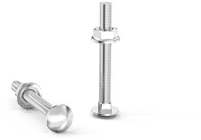 ORTAVA Viti a testa tonda M6 × 50 zincate DIN 603 (20 pezzi), con dado flangia esagonale, in acciaio al carbonio, viti a testa quadrata semicircolare