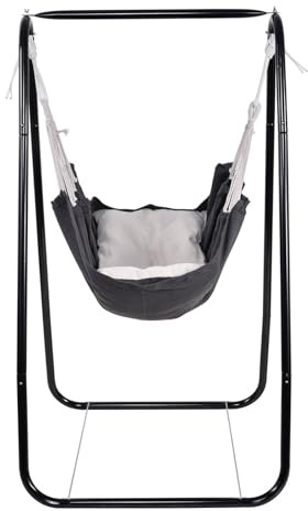 Chaise Hamac D'extérieur avec Support, Balançoire Hamac avec Support - Chaise Hamac Pivotante avec Cadre | Hamac D'intérieur, Chaise Pivotante, Charge Maximale De 200 LB pour Jardin, Patio, Porche