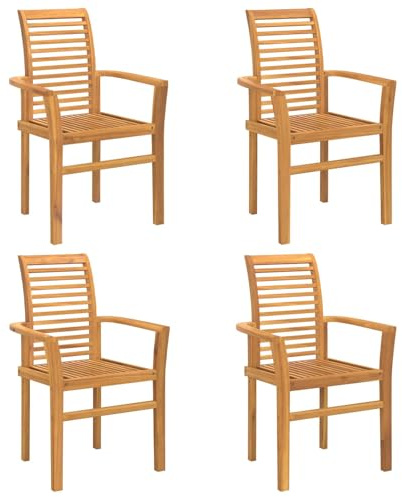 vidaXL Matstol 4 pcs Brun 62 x 55 x 94 cm Massivt teakträ, Trädgård och Terass, Modern Teakstol, Uteplatsmöbler, Solida Trädstolar, Minimalistiska Sittplatser för Uteplats