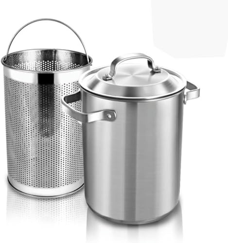 Asparagus Pot 304 Stainless Steel Asparagus Vegetable Steamer Pasta Cooker French Fry Pot with Strainer Basket and Lid Gas Electric Induction Dishwash