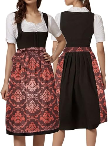 Generisch Falda de tirolesa mediana para mujer, vestido tirolés alemán Oktoberfest para mujer, delantal con cordones, disfraz tradicional de cosplay para fiestas