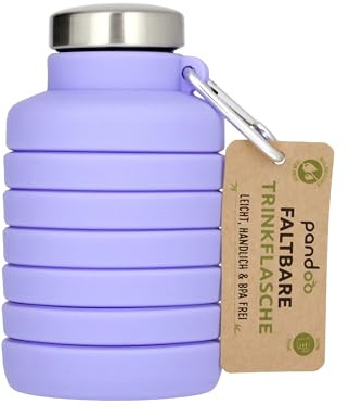 pandoo Borraccia pieghevole in silicone 700ml – Senza BPA, a prova di perdite e riutilizzabile – Leggera borraccia sportiva per outdoor, viaggi, fitness – Nero & Viola (Viola)