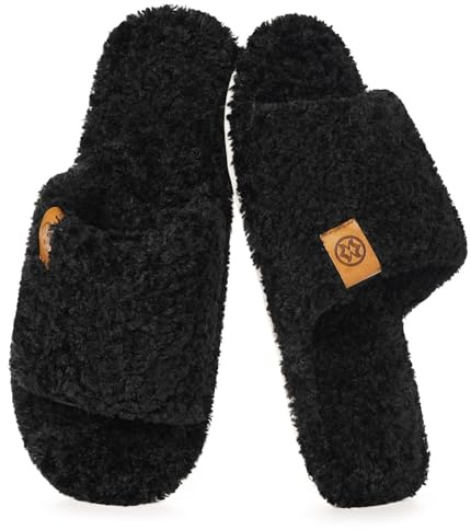 Dokela Chaussons Hommes Femmes Maison Fourrure Hiver | Bout Ouvert Slippers,Mousse à Mémoire,Antidérapantes Pantoufles,Confortable,Intérieur extérieur
