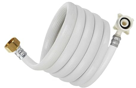 Guangcailun Tuyau d'arrivée d'eau pour lave-linge avec raccord, tuyau d'alimentation pour robinetterie de cuisine, normes inégalées, Blanc, 1.0 m