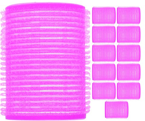 Gogogmee Lot de 12 Bigoudis Auto-adhésifs en Plastique de 30 Mm, Fer à Friser Pratique pour Femmes et Filles, Adapté à Tous Types de Cheveux Couleur Aléatoire