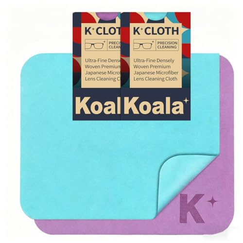 Koala - Panno per la pulizia delle lenti, panno per la pulizia degli occhiali, per occhiali, occhiali, fotocamera, pulizia dello schermo | blu e viola (confezione da 2