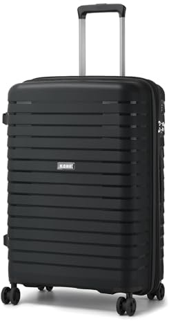 Kono 28 Inch Expandable Large Suitcase with Cup Holder & Side Hook, Lightweight PP Hard Shell Travel Luggage for Long Trips, Family Holidays (Black)