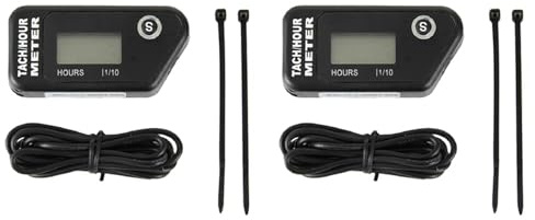 Jnchdghwa 2X Contaore per Motocicletta, Contaore Digitale LCD Induttivo, Accumulatore per Moto, ATV, Tosaerba, Camion, Barca