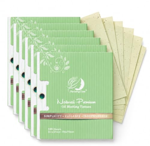 Large Face Oil Blotting Sheets – 6pk/600 Makeup Friendly – High Absorbency