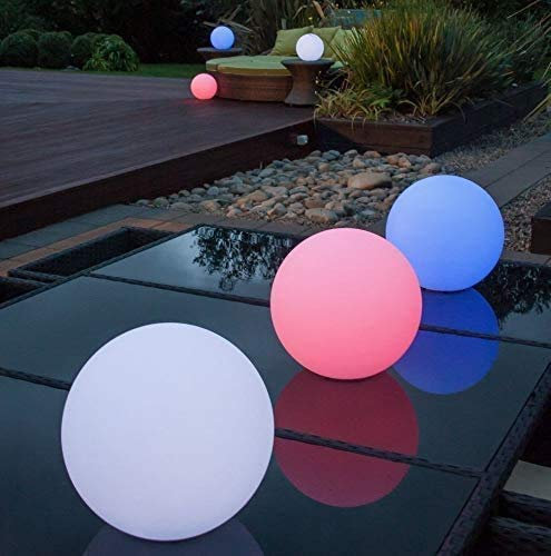 Bola LED solar 30cm, lámpara esfera de 7 colores RGB, incluye función de cambio de color + anclaje