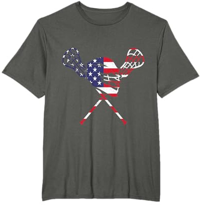 Lacrosse American Flag, Lax Helmet And Sticks T-Shirt