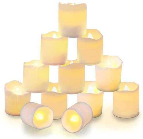 LiyuanQ LED Tea Lights Candles, 24 Pack Bright Battery Tea Lights Flameless LED Candle Lights Electric Fake Candle in Warm White and Wave Open Bulb Light for Wedding Table Gift Outdoor