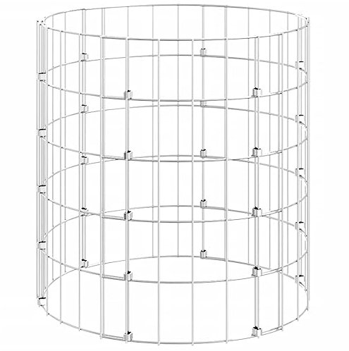 vidaXL Circular Gabion Pole - Galvanised Steel 50x50 cm Basket Cage for Gardens/Patios, Silver Finish, Weather-resistant, Mesh Structure, DIY Support