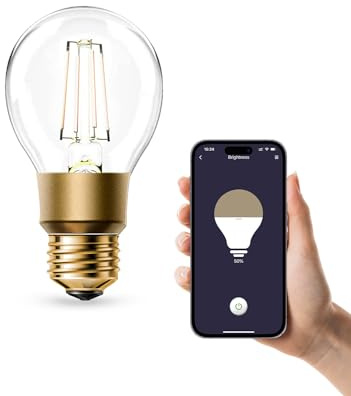 Refoss WLAN Glühbirne E27, Dimmbare LED Glühbirne Vintage, Warmweiß, 6W (Äquivalent zu 60W), A19 Smart Edison Bulb, Kompatibel mit Alexa und Google Assistant, Kein Hub Erforderlich