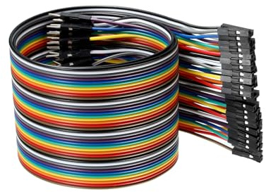 DMiotech 1 Pack 40 Pins Male to Female IDC Flat Ribbon Cable 50cm Length 2.54mm Pitch Breadboard Jumper Wires for Electronic Projects