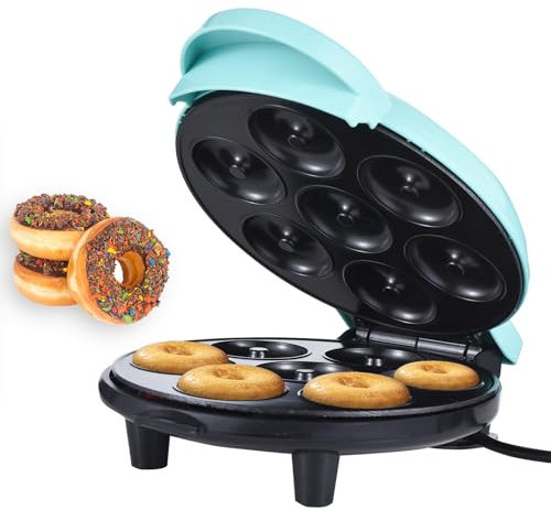 Lechnical Dash Mini Donut Maker Machine Hace 7 Donuts 700W Calefacción de Doble Cara Recubrimiento Antiadherente Máquina Eléctrica para Hacer Donuts para Desayuno para Niños Postre Merienda p