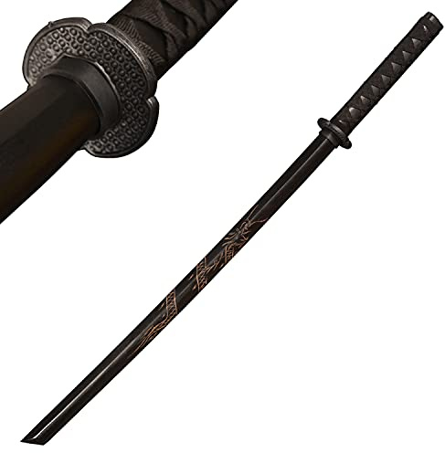 LQZJG Wooden Sword Training Sword Practice Black Carving Dragon Pattern 39 inches