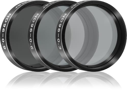 Alstar 3,2 cm Teleskop-Mondfilter ND96-0,9 ND96-0,6 ND96-0,3 Kit für Teleskop-Okular-Zubehör, reduziert Mondblendung und verbessert Mondkrater-Details – 3 Filter-Set