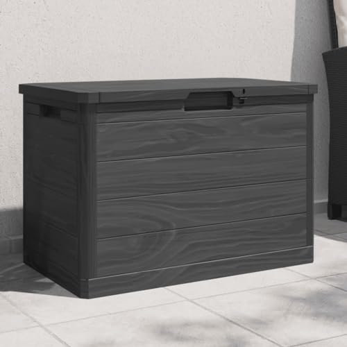 Homgoday Baúl para Cojines Polipropileno Gris Antracita 77,5x44,5x53 cm, Caja de almacenaje de jardín para el Orden del Hogar Mobiliario Muebles Decoración Casa Hogar Exterior Cobertizo