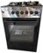 Cucina A Gas 4 Fuochi A Metano Con Forno Elettrico Nera Con Fascia Cromata 57 cm x 57 cm Black Con Accensione Elettrica