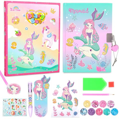 PinkSheep Kit de peinture diamant à faire soi-même, kit de peinture mosaïque pour filles et enfants, cadeau (sirène)
