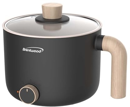 Brentwood Multi-Function Electric Hot Pot Cooker and Food Steamer with Ceramic Non-Stick Ceramic Coating (HP-3170BK)